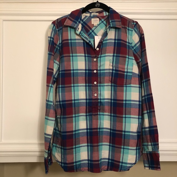 J. Crew Factory Plaid Flannel Pull-Over - Picture 2 of 7